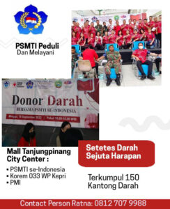PSMTI Tanjungpinang Bersama Korem dan PMI Bakti Sosial Donor Darah