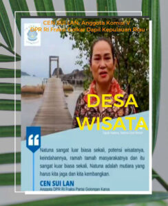 Cen Sui Lan Gelontorkan Dana Aspirasi Rp500 Juta, Bangun Desa Wisata Telok Buton