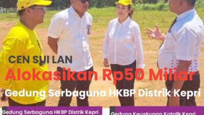 Cen Sui Lan Kembali Alokasikan Aspirasinya Rp50 Miliar Bangun Gedung Serbaguna HKBP Distrik Kepri