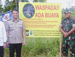 Sering Terlihat Muncul, Polsek Pasang Imbauan Waspada Buaya