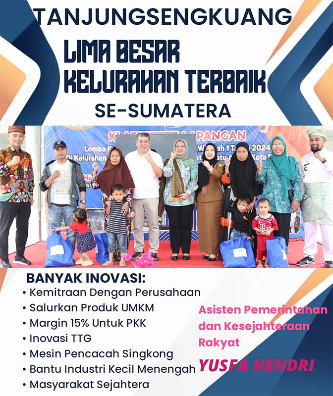 Tanjungsengkuang Masuk Lima Besar Kelurahan Terbaik Se-Sumatera