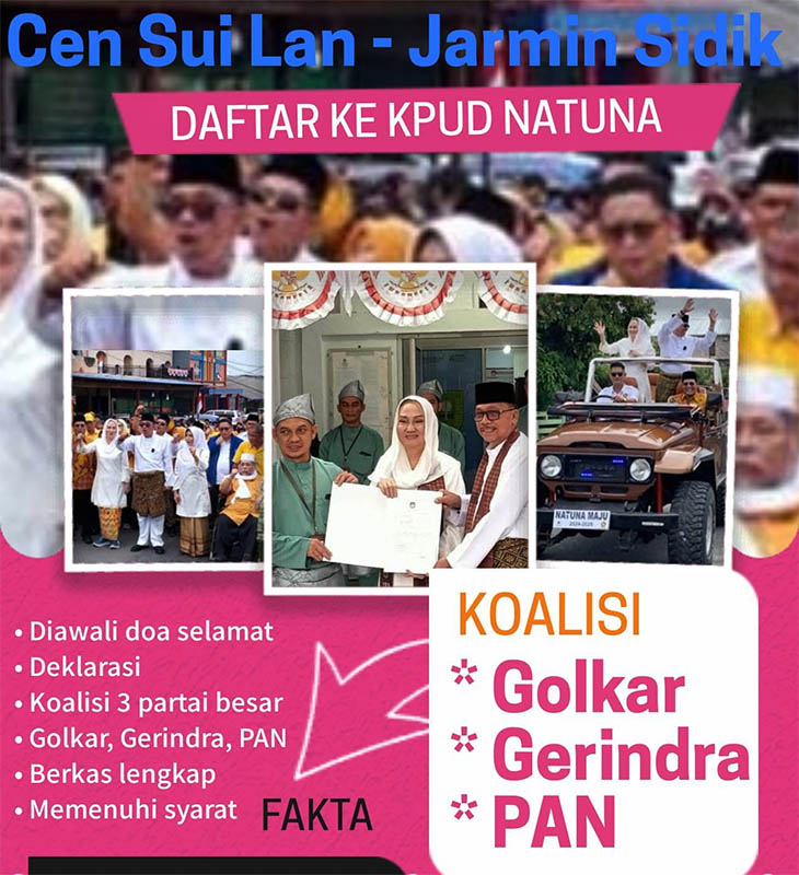 Pasangan Cen Sui Lan-Jarmin Daftar, KPUD: Lengkap Memenuhi Syarat