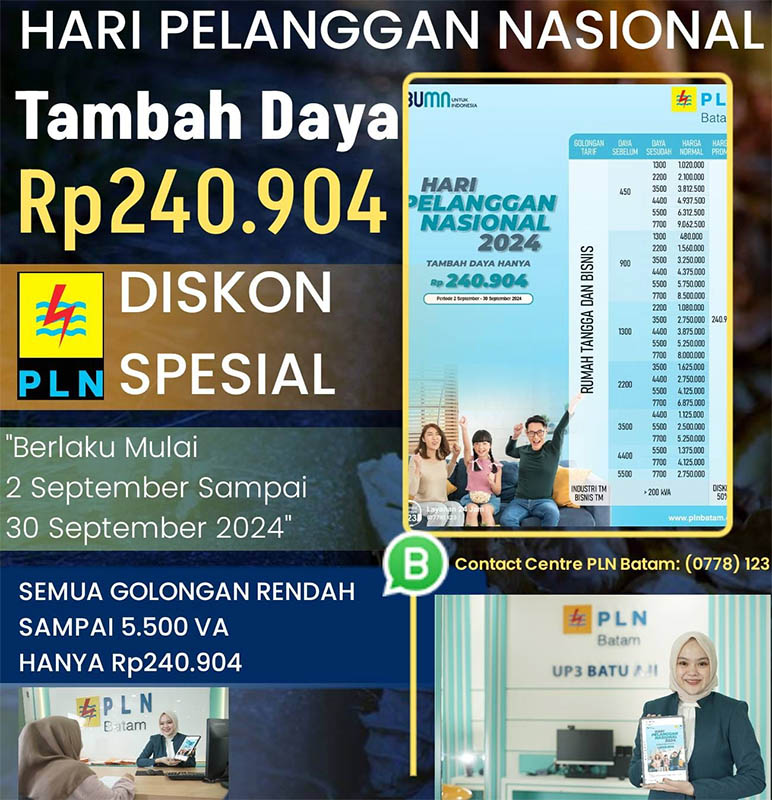 Spesial Hari Pelanggan Nasional, PLN Beri Diskon Tambah Daya Hanya Rp240.904