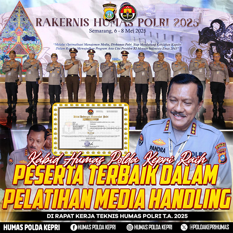 Kabid Humas Polda Kepri Peserta Terbaik Pelatihan Media Handling Rakernis Kehumasan Polri