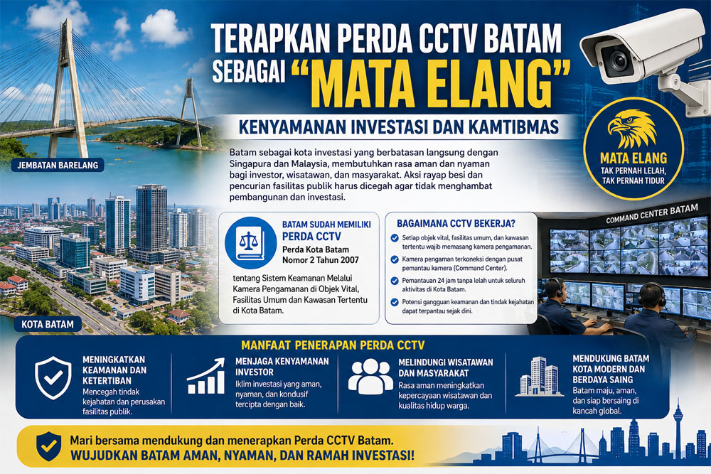 Terapkan Perda CCTV Batam Sebagai “Mata Elang” Kenyamanan Investasi dan Kamtibmas